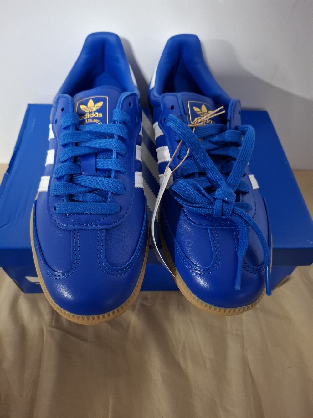 adidas Kids Blue Samba Sneakers with White Stripes